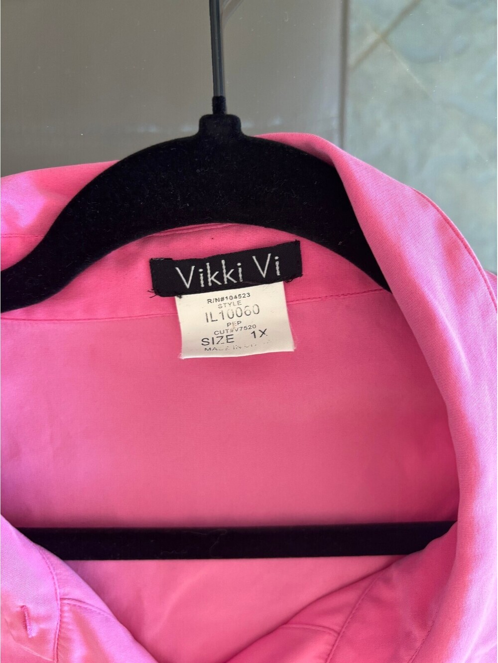 Vikki Vi Luxury Pink Silk Spandex 3/4 Sleeve Button Down Blouse Top 1X - Picture 2 of 5